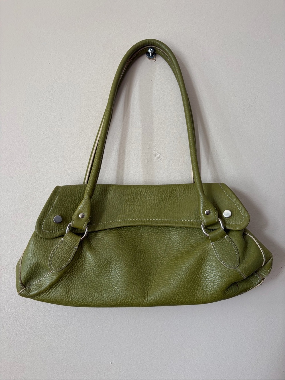 Claudia Firenze - made in Italie 🇮🇹 Olive Green Pebbled Leather Shoulder Bag